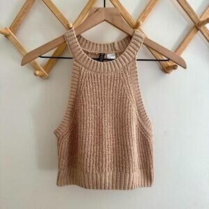 H&m oatmeal knit halter tank neutral minimalist small
